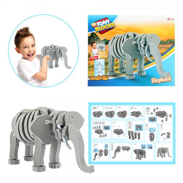 3D Puzzel Constructiefoam - Olifant