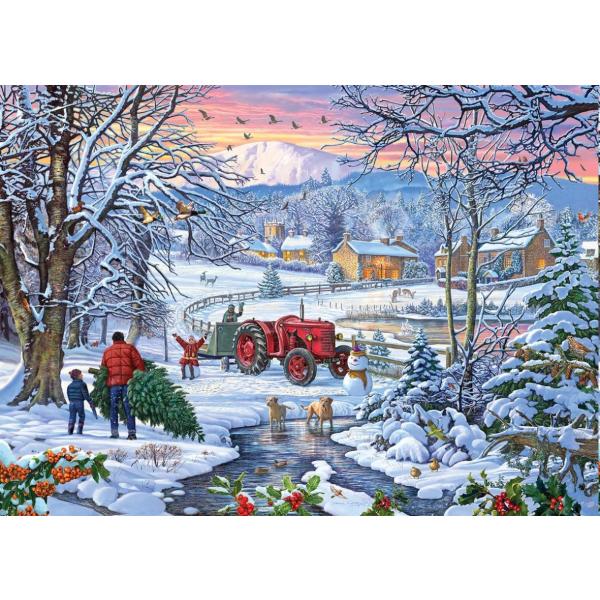 Grote puzzel - bringing home the tree (1000XXL stukjes)
