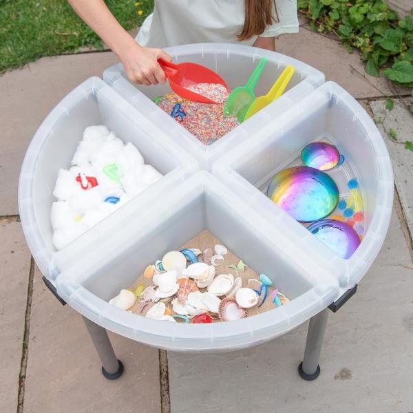 Kwadrant sensorische ontdektafel met standaard – transparant