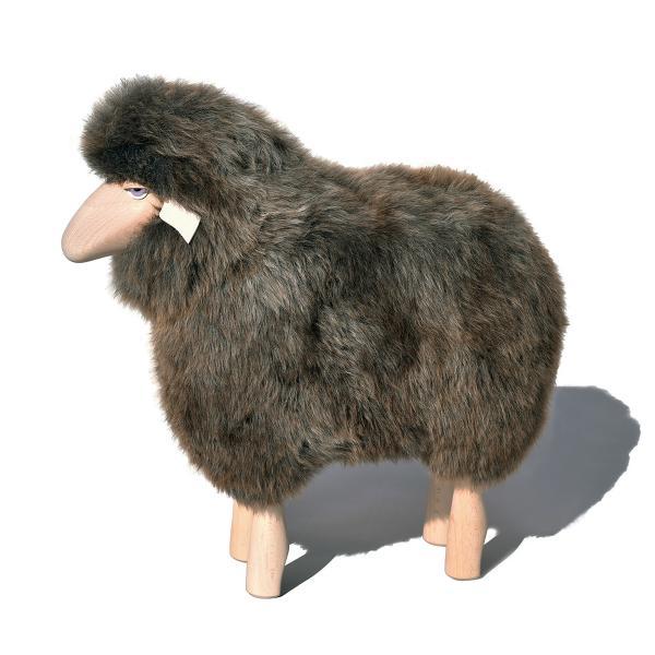 Lammetje met echte vacht (langharig) omhoogkijkend 50 cm - bruin