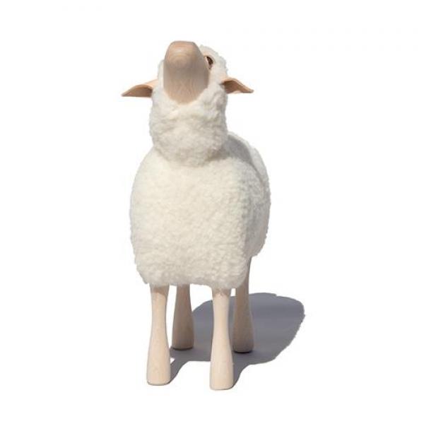 Lammetje met wol (kortgeschoren) omhoogkijkend 50 cm - wit
