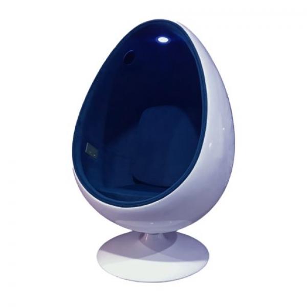 Sensorische POD stoel in eivorm met licht en speakers - blauw