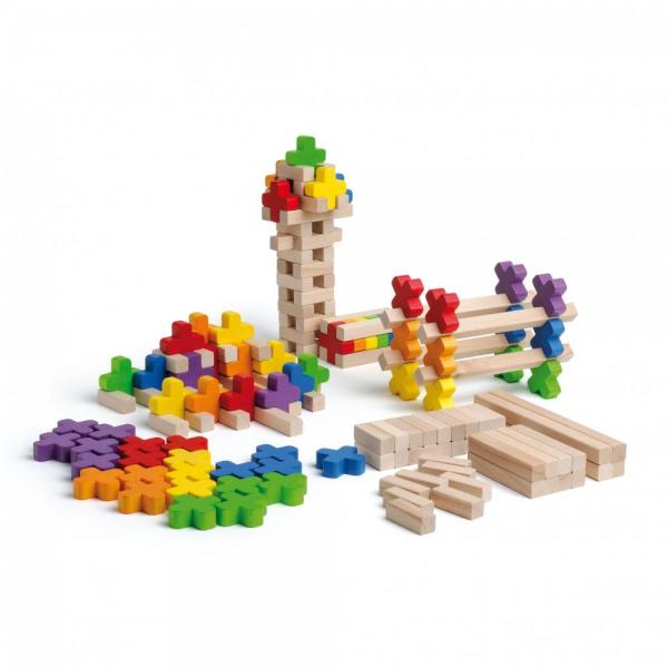 Spel met kruisvormige bouwsteentjes