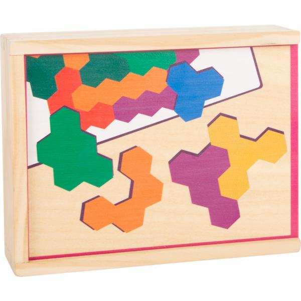 Zeshoek houten puzzel leerspel